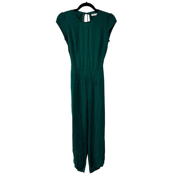 Reformation 0 Jewel-toned Mayer Wide Leg Jumpsuit Cutout Back Crop Emerald Green - Picture 2 of 7